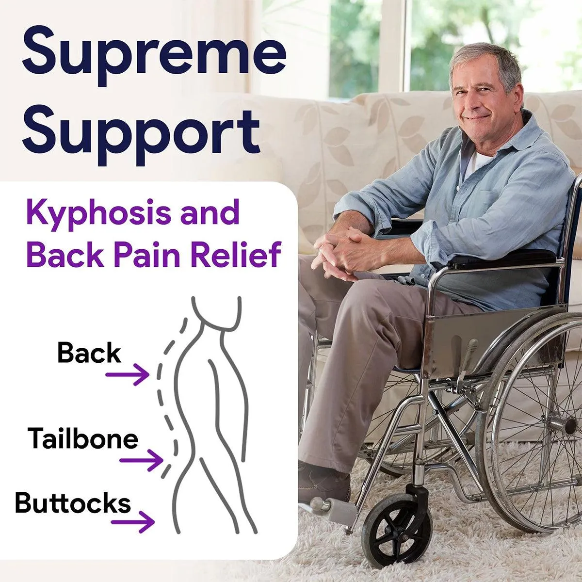 Adjustable Tension Wheelchair Back Cushion