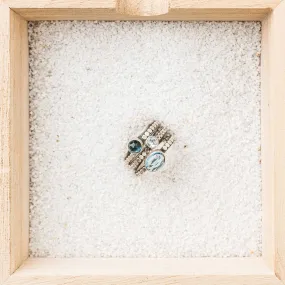 Aquamarine and Blue Topaz Stacking Rings, Set of 3