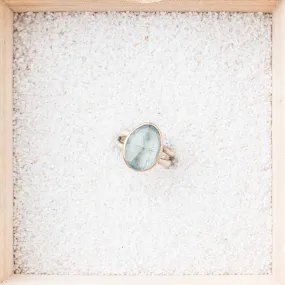 Aquamarine Ring with 14k Gold Bezel on Split Band