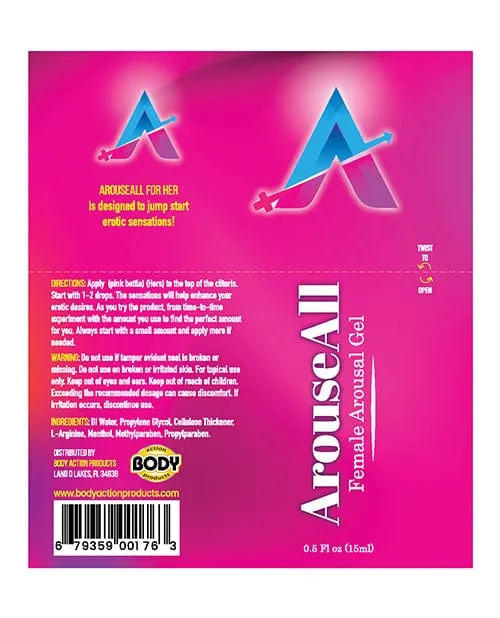 Arouseall Female Stimulating Gel - .5 oz. Bottle