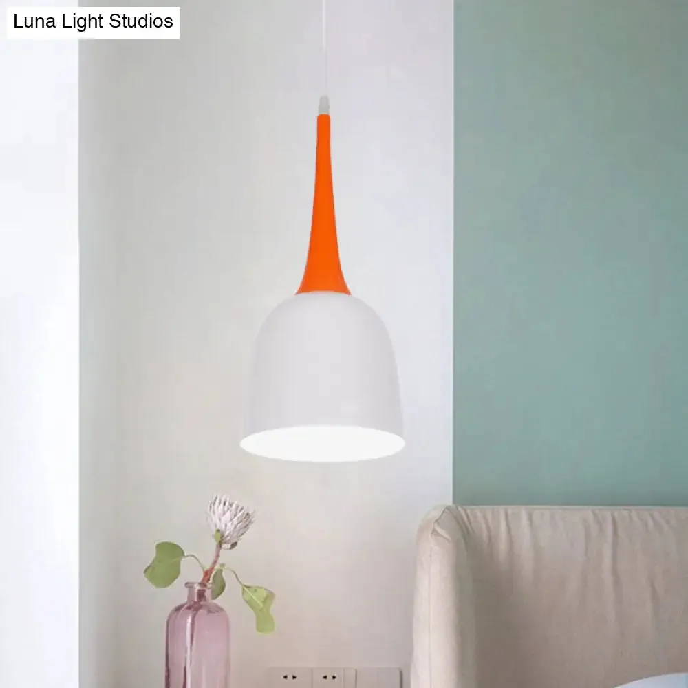 Black/White/Pink Pendulum Light Macaron Iron Down Lighting Pendant with Orange Grip