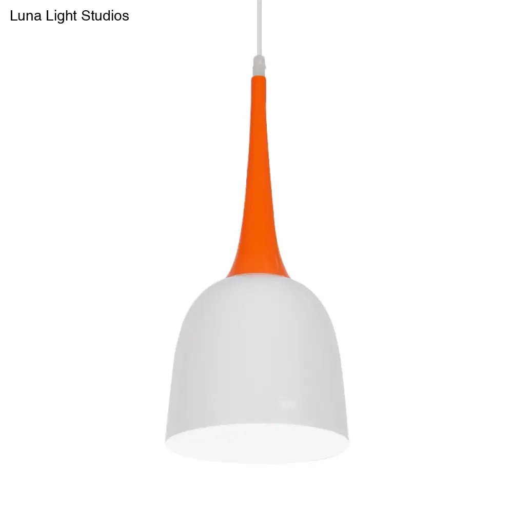 Black/White/Pink Pendulum Light Macaron Iron Down Lighting Pendant with Orange Grip