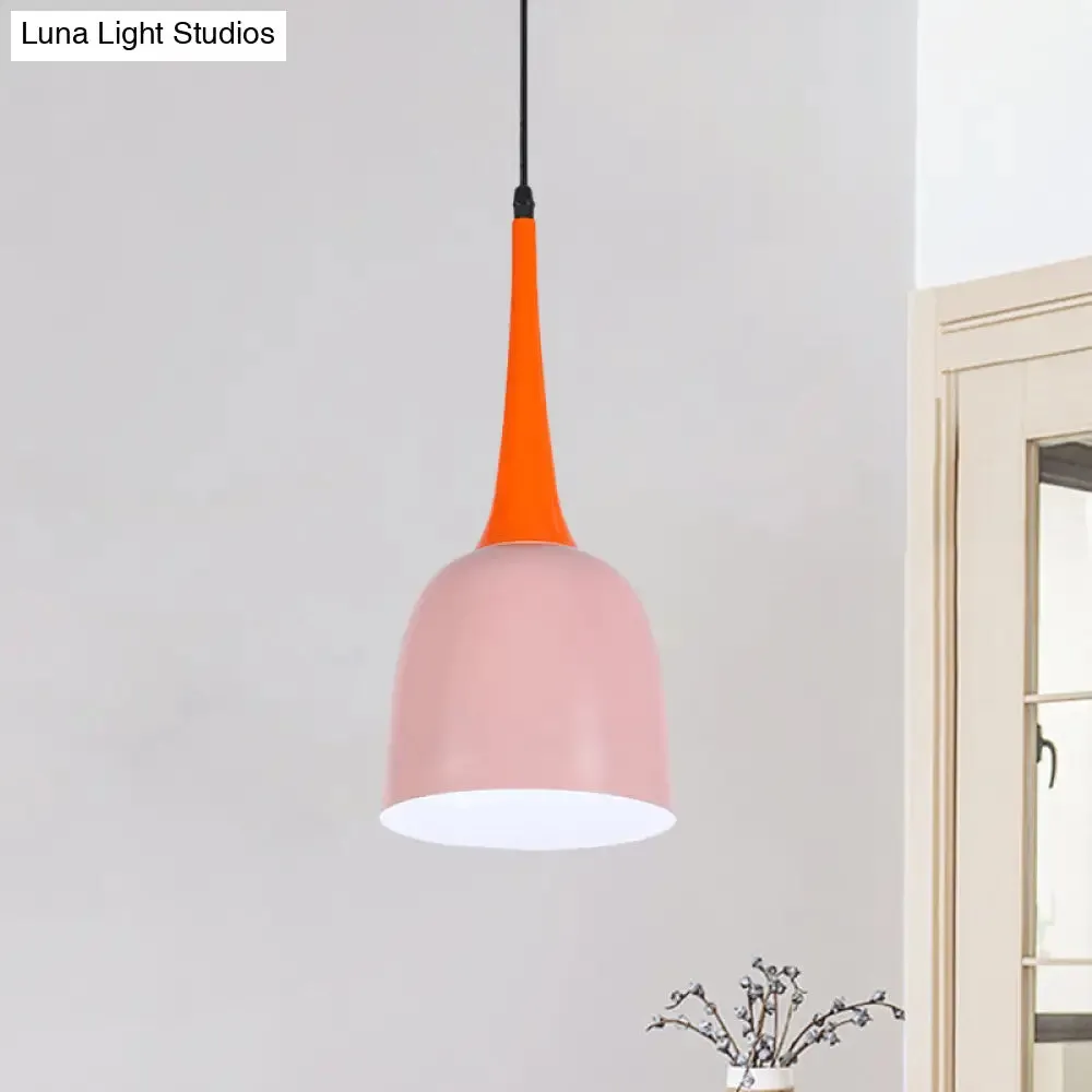 Black/White/Pink Pendulum Light Macaron Iron Down Lighting Pendant with Orange Grip