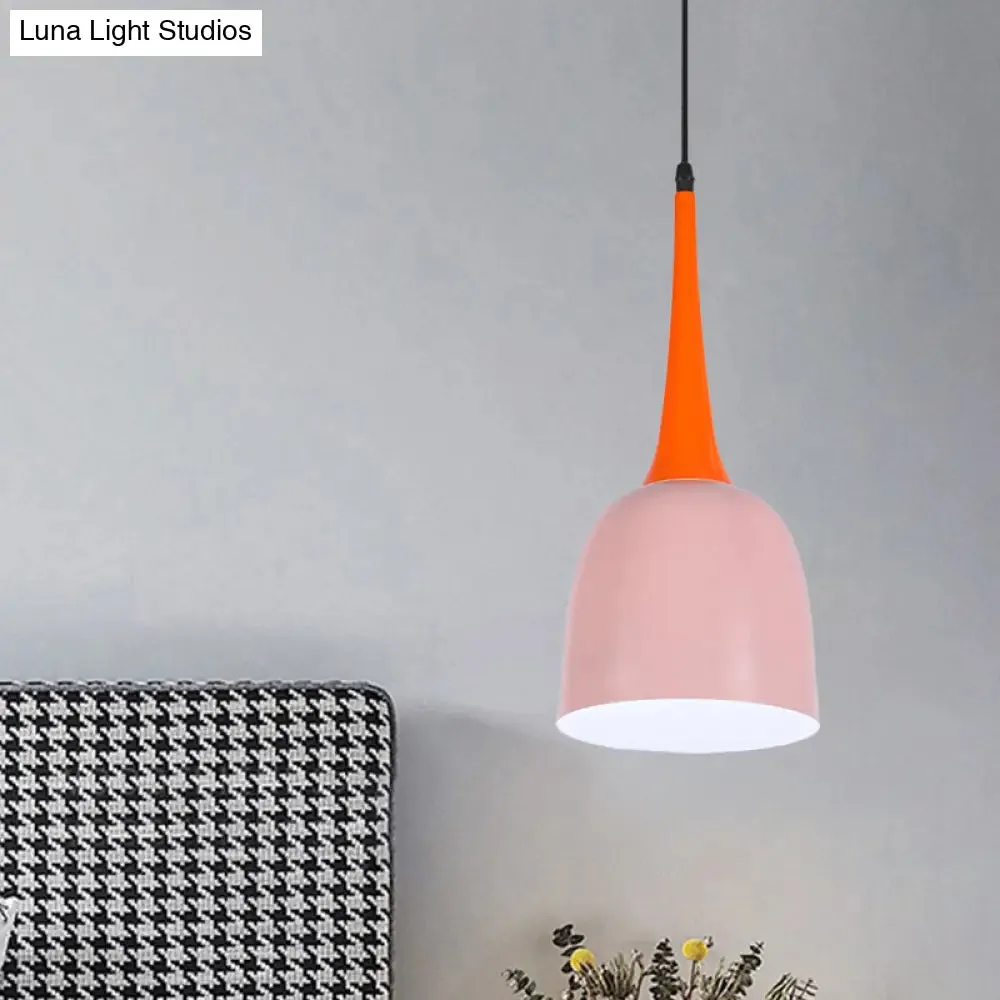 Black/White/Pink Pendulum Light Macaron Iron Down Lighting Pendant with Orange Grip