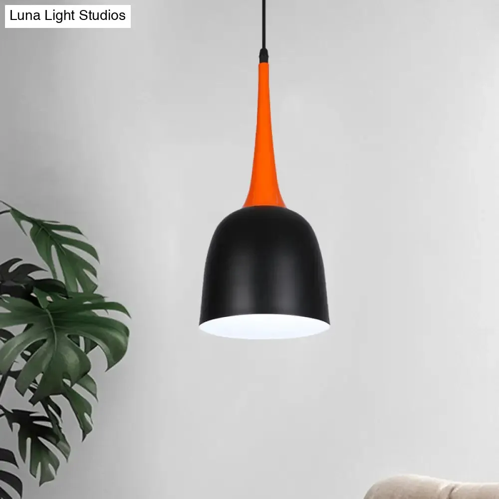 Black/White/Pink Pendulum Light Macaron Iron Down Lighting Pendant with Orange Grip