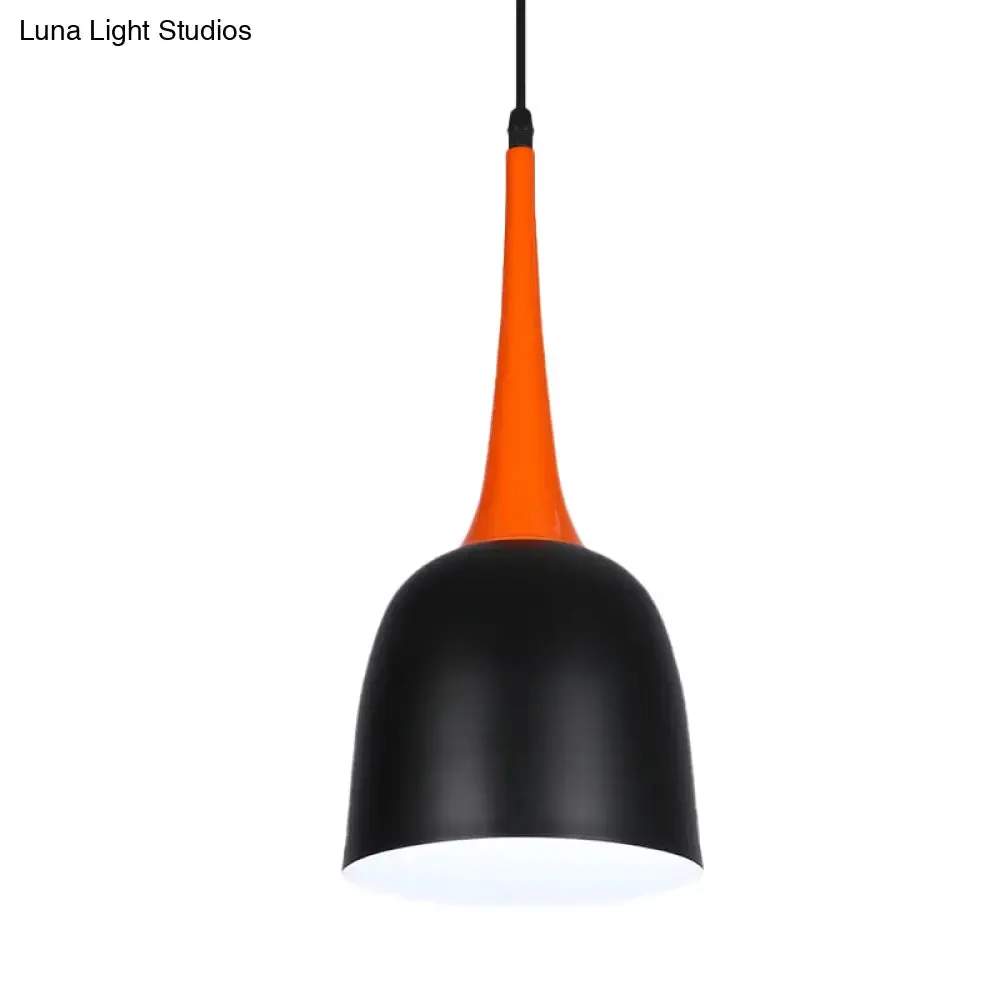 Black/White/Pink Pendulum Light Macaron Iron Down Lighting Pendant with Orange Grip