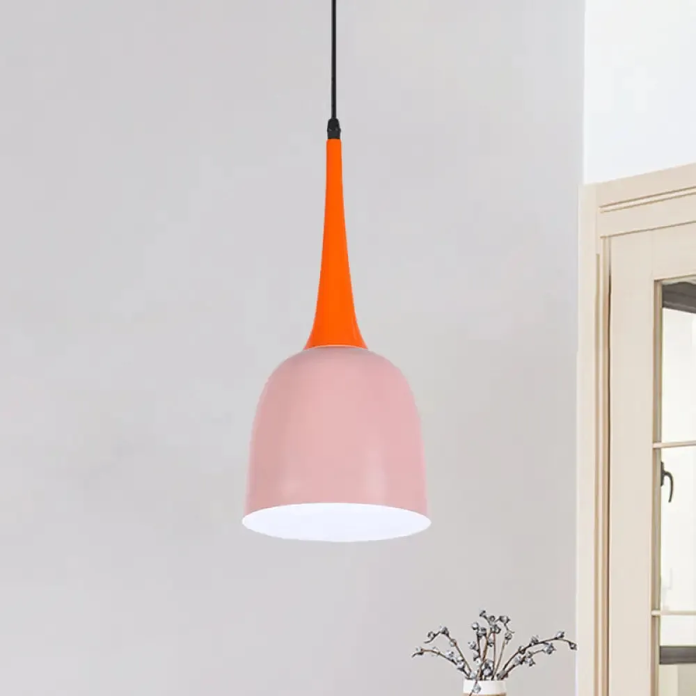 Black/White/Pink Pendulum Light Macaron Iron Down Lighting Pendant with Orange Grip