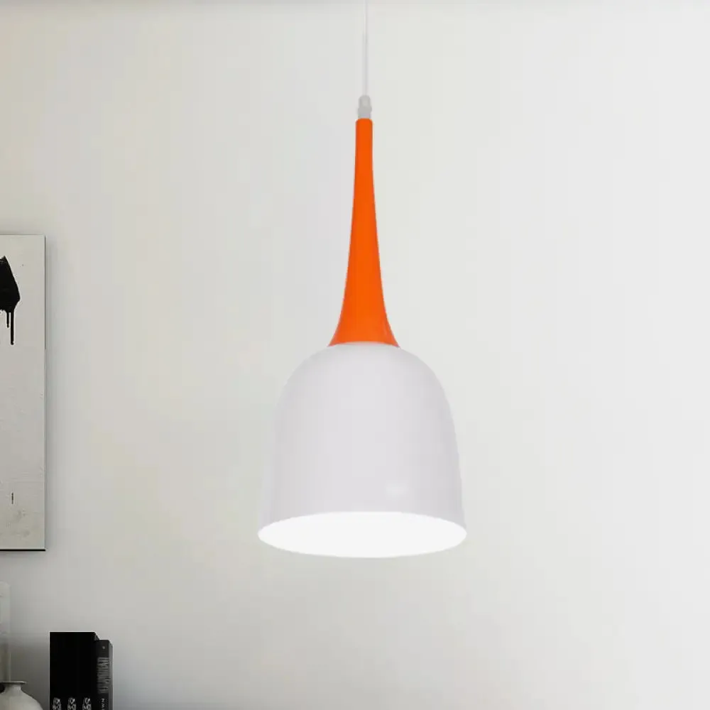 Black/White/Pink Pendulum Light Macaron Iron Down Lighting Pendant with Orange Grip