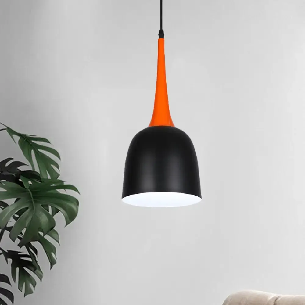 Black/White/Pink Pendulum Light Macaron Iron Down Lighting Pendant with Orange Grip