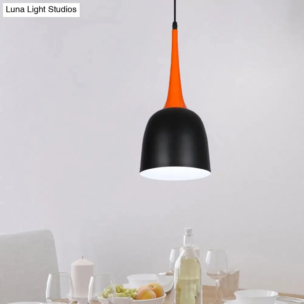 Black/White/Pink Pendulum Light Macaron Iron Down Lighting Pendant with Orange Grip