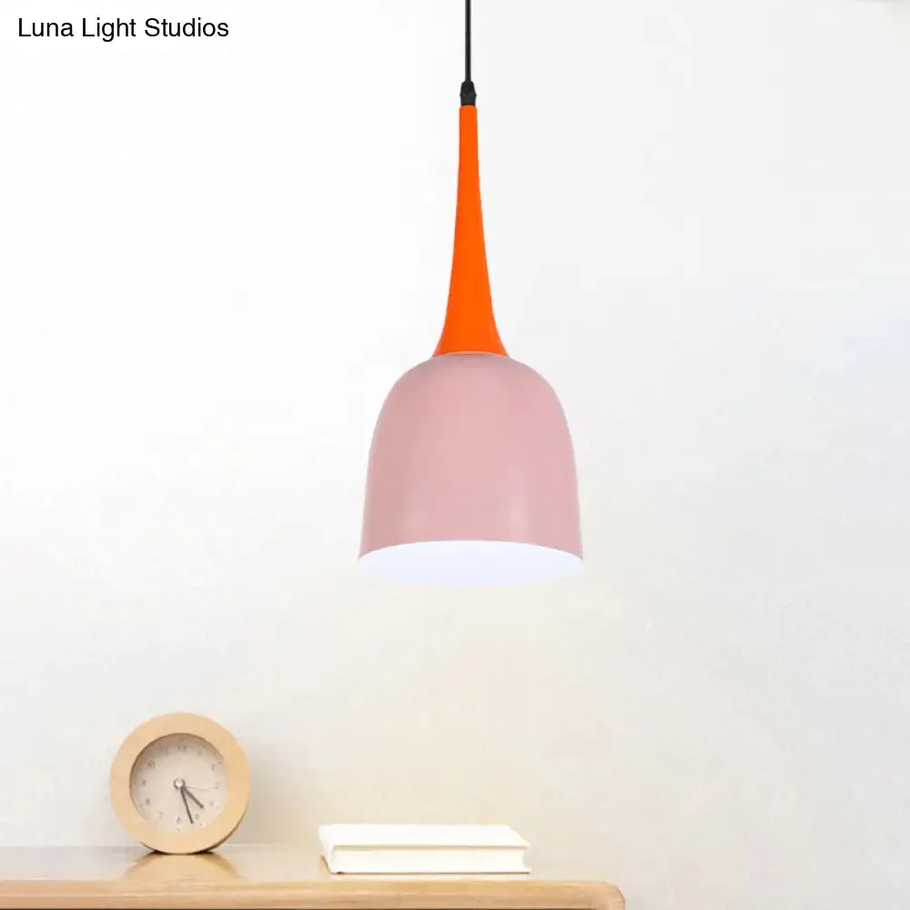 Black/White/Pink Pendulum Light Macaron Iron Down Lighting Pendant with Orange Grip