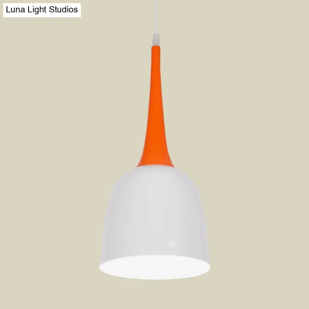 Black/White/Pink Pendulum Light Macaron Iron Down Lighting Pendant with Orange Grip