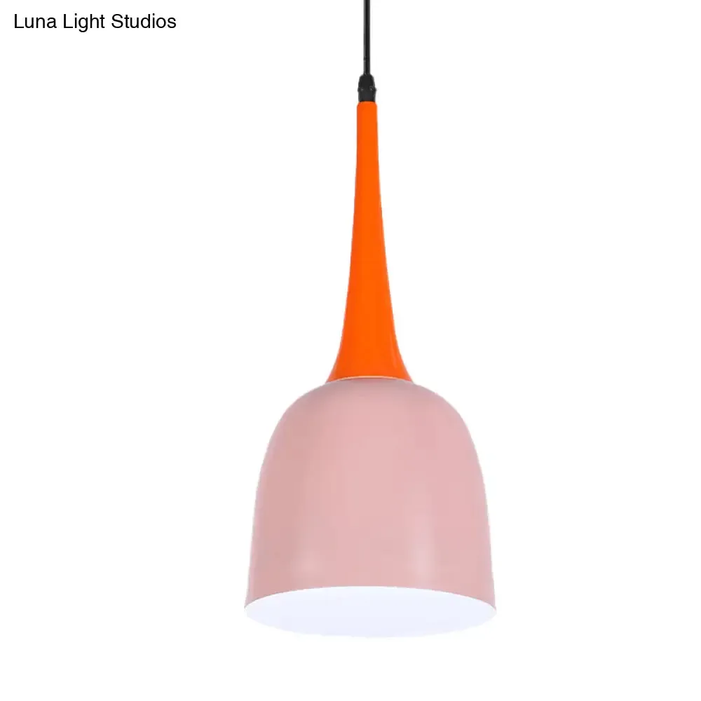Black/White/Pink Pendulum Light Macaron Iron Down Lighting Pendant with Orange Grip