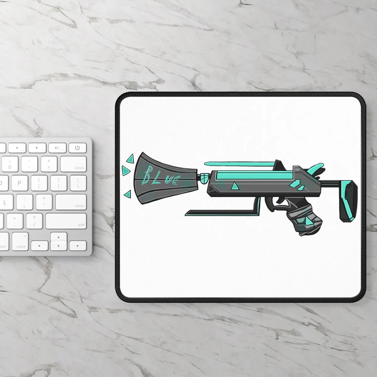 Blue Gun Gaming Mouse Pad