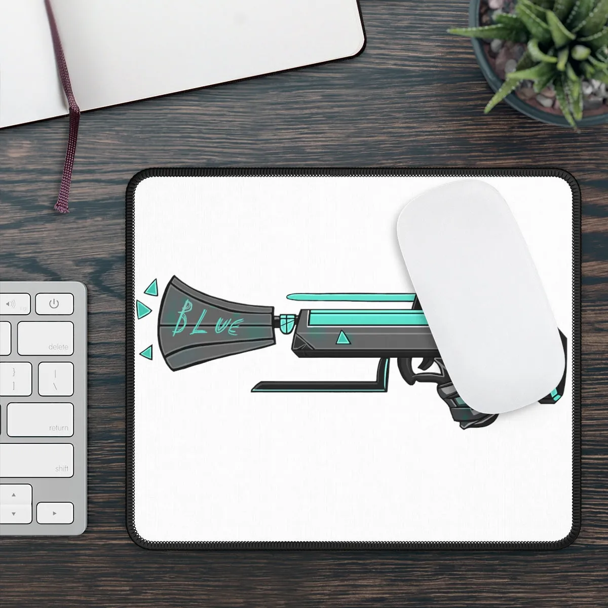 Blue Gun Gaming Mouse Pad