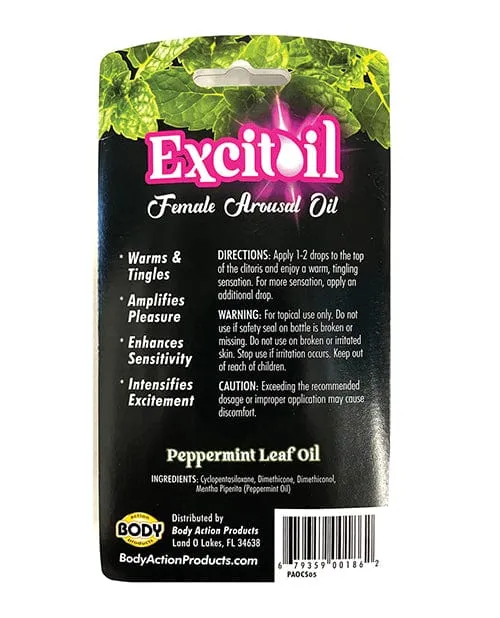 Body Action Excitoil Peppermint Arousal Oil - .5 oz. Bottle Carded