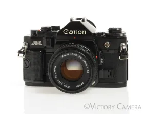 Canon A-1 A1 Black 35mm Film SLR Camera w/ 50mm F1.8 Lens -New Seals- [EX ]
