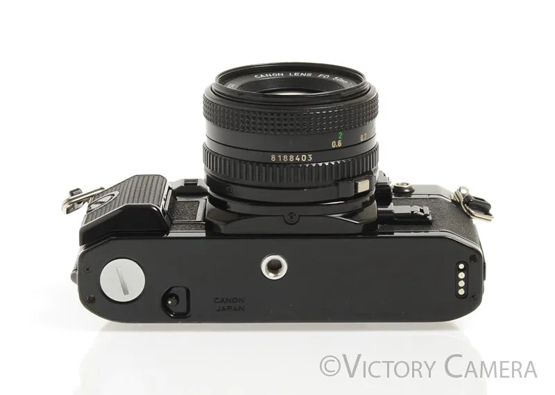 Canon A-1 A1 Black 35mm Film SLR Camera w/ 50mm F1.8 Lens -New Seals- [EX ]
