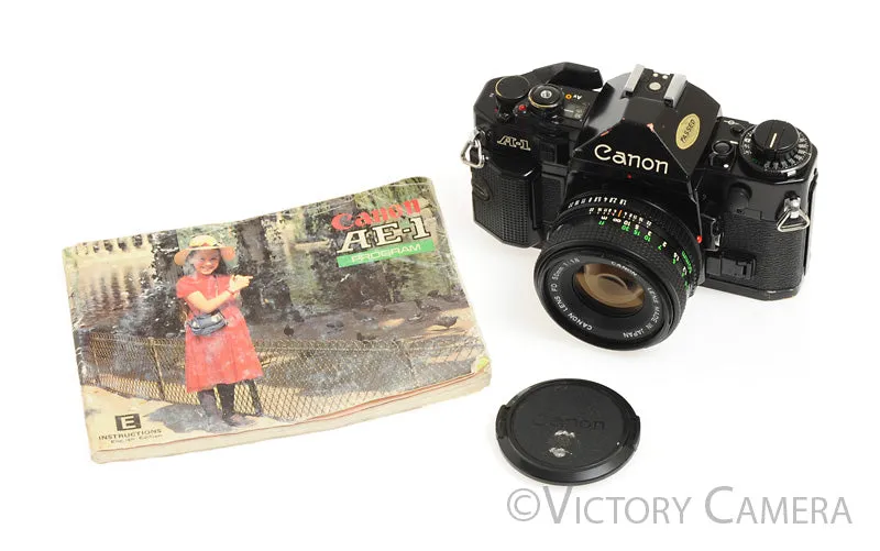 Canon A-1 A1 Black 35mm Film SLR Camera w/ 50mm F1.8 Lens -New Seals- [EXC-]