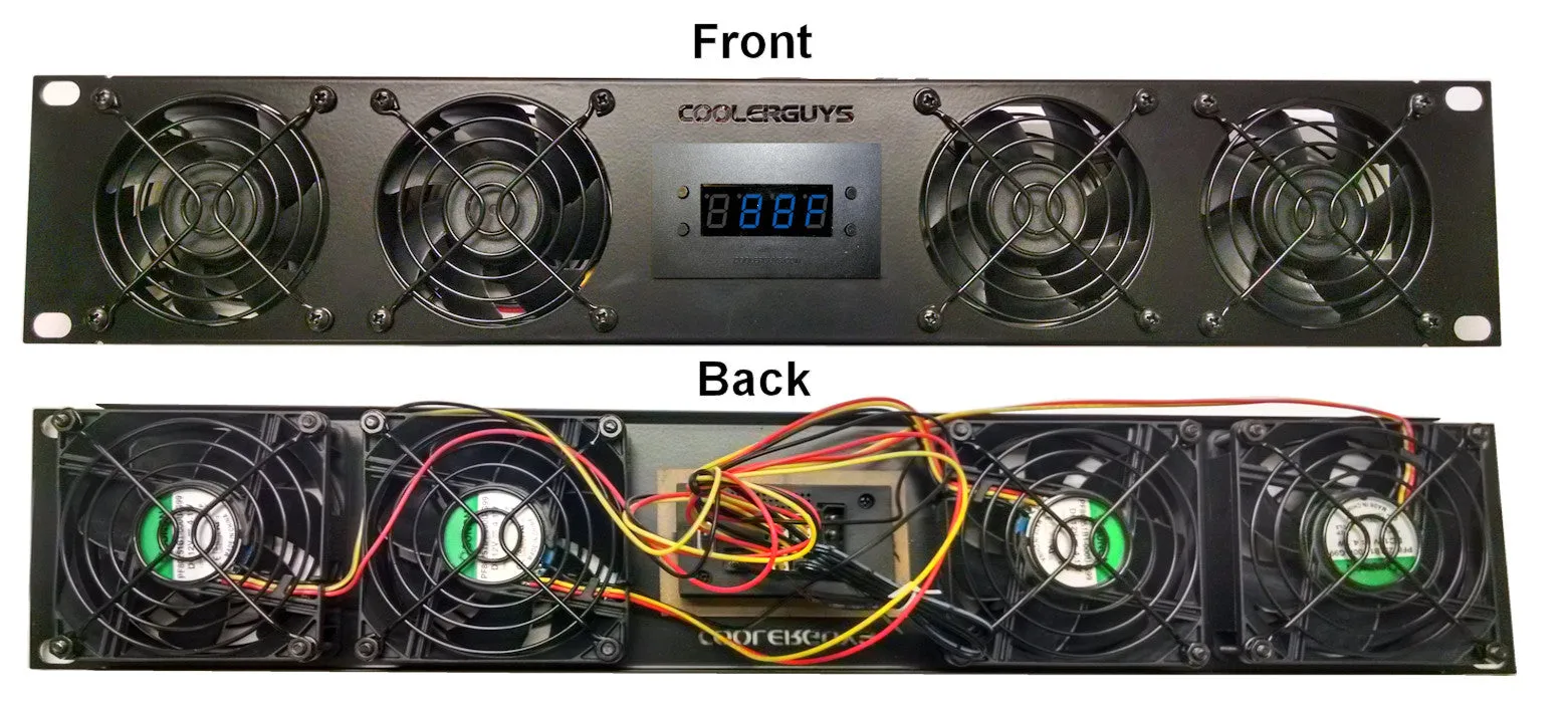 Coolerguys 2U Bracket with 4 High Speed Evercool 80mm fans/Programmable Fan Controller / 3A PSU