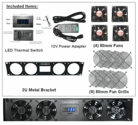 Coolerguys 2U Bracket with 4 High Speed Evercool 80mm fans/Programmable Fan Controller / 3A PSU