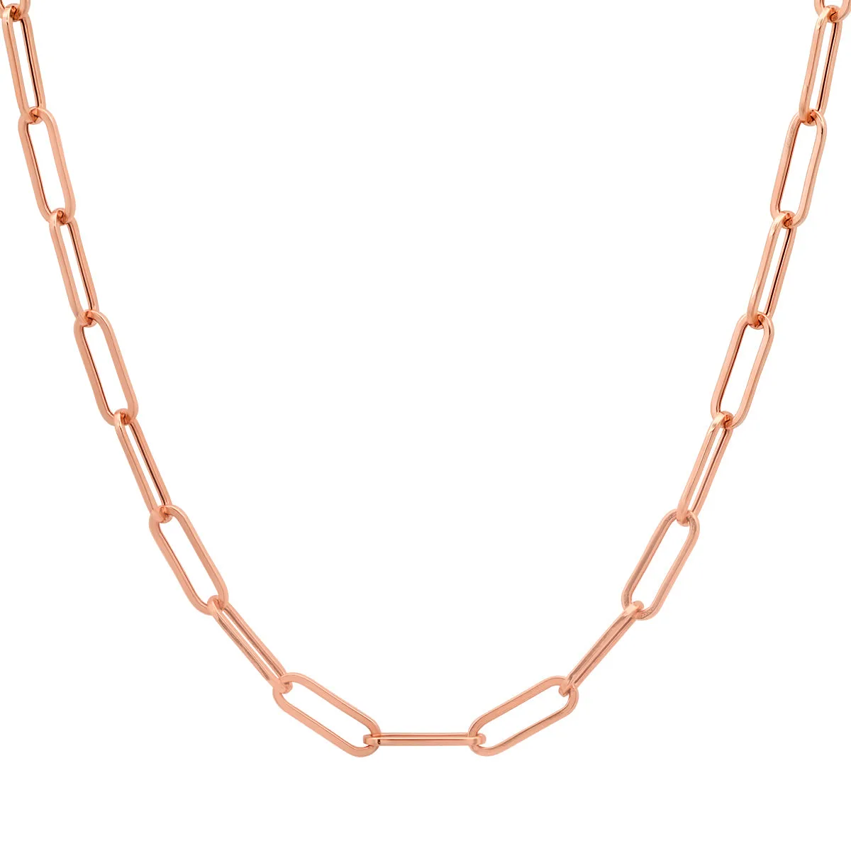 Essential Thin Paperclip Link Drawn Gold Cable Chain Necklace