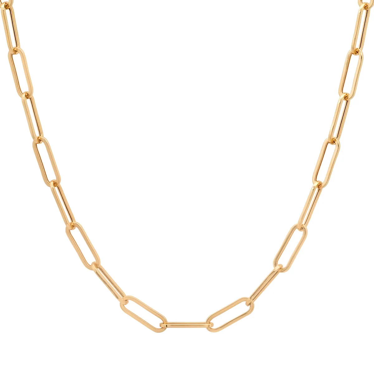 Essential Thin Paperclip Link Drawn Gold Cable Chain Necklace
