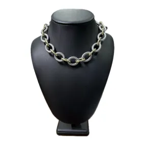 Estate Signed David Yurman 18k Gold and Sterling Silver 16 3/4" Oval Link Necklace