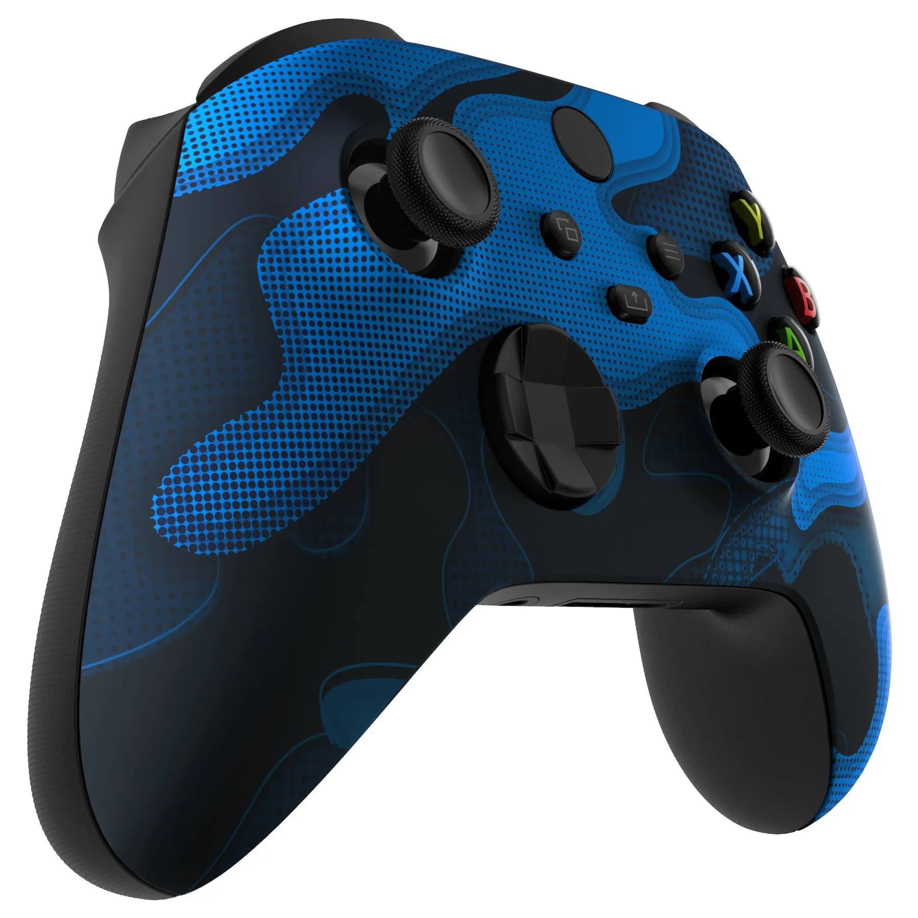 eXtremeRate Blue Black Camouflage Replacement Part Faceplate, Soft Touch Grip Housing Shell Case for Xbox Series S & Xbox Series X Controller Accessories - Controller NOT Included - FX3T137