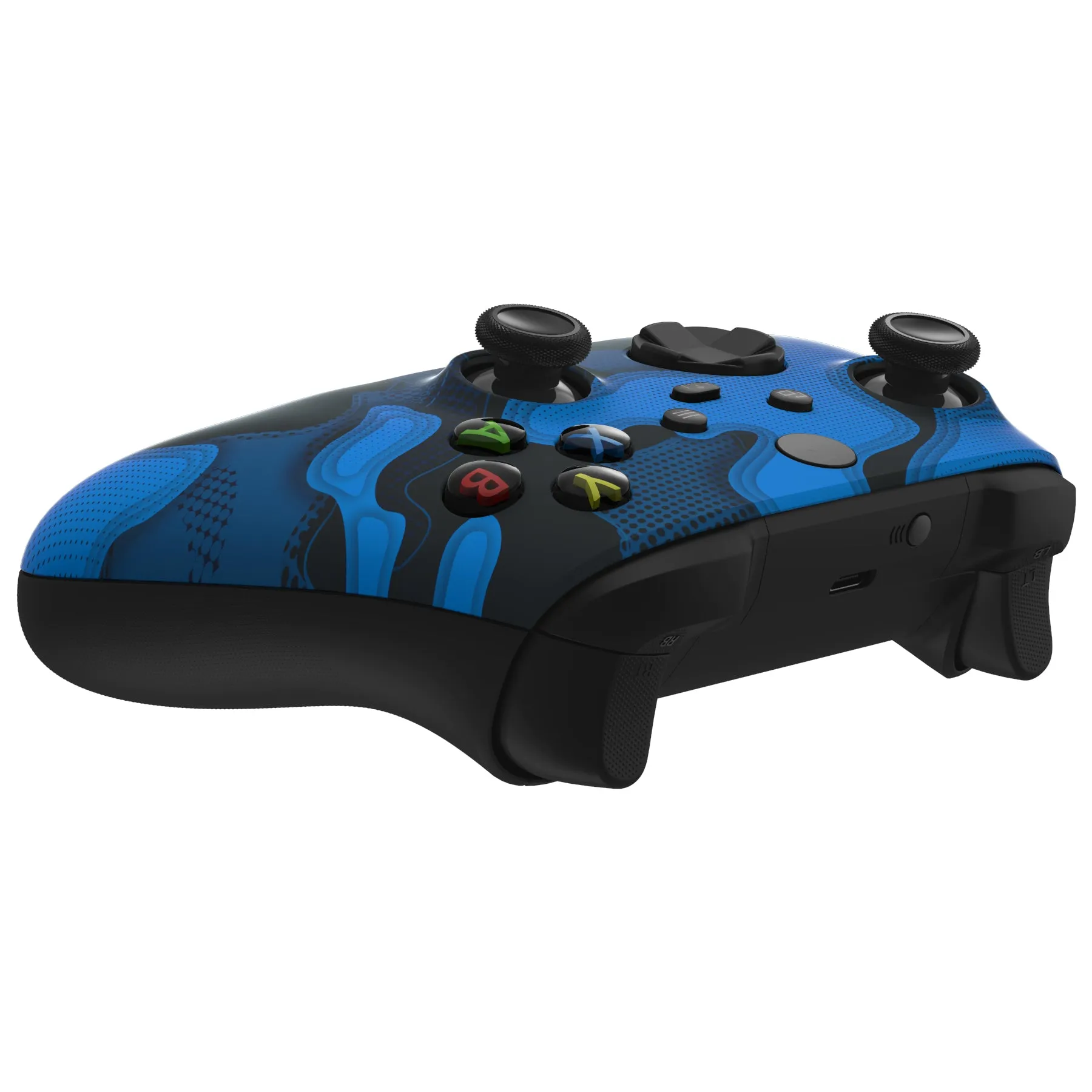 eXtremeRate Blue Black Camouflage Replacement Part Faceplate, Soft Touch Grip Housing Shell Case for Xbox Series S & Xbox Series X Controller Accessories - Controller NOT Included - FX3T137