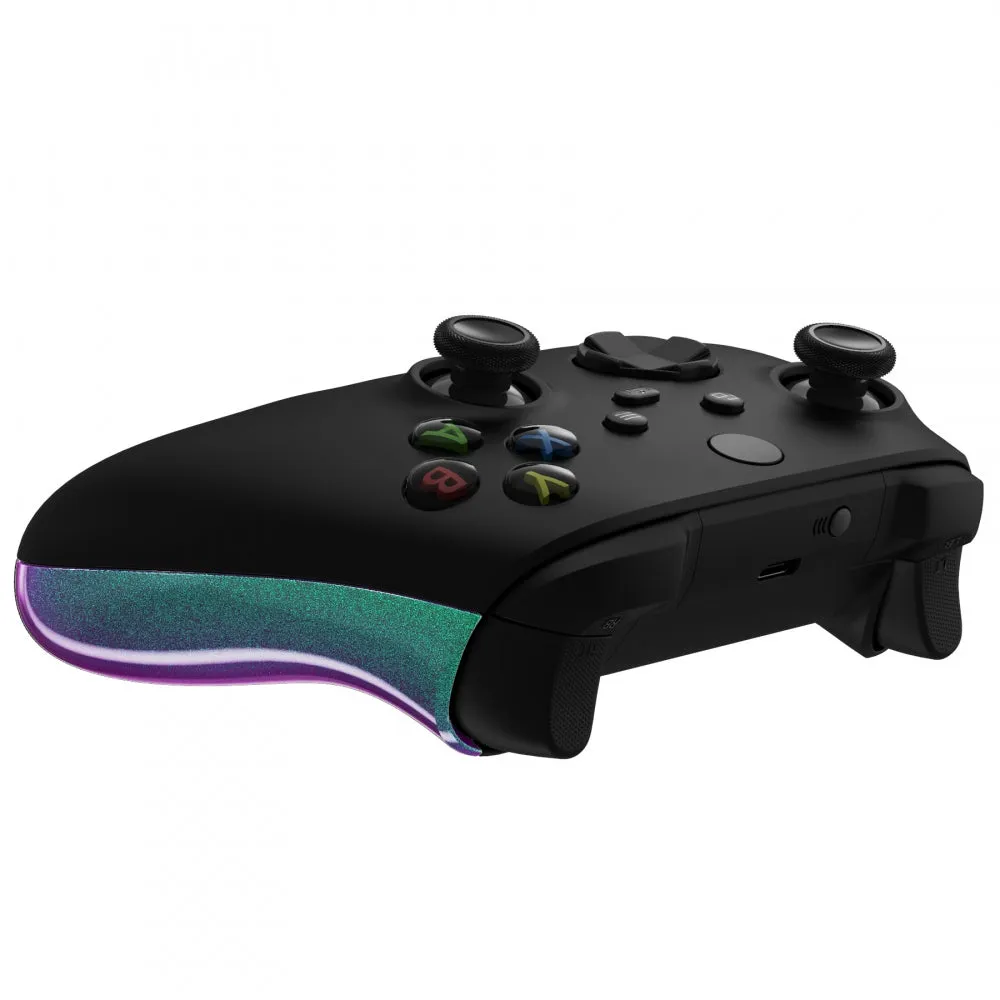 eXtremeRate Chameleon Green Purple Back Panels, Comfortable Non-Slip Side Rails Handles, Game Improvement Replacement Parts for Xbox Series X / S Controller - Controller NOT Included - PX3P302