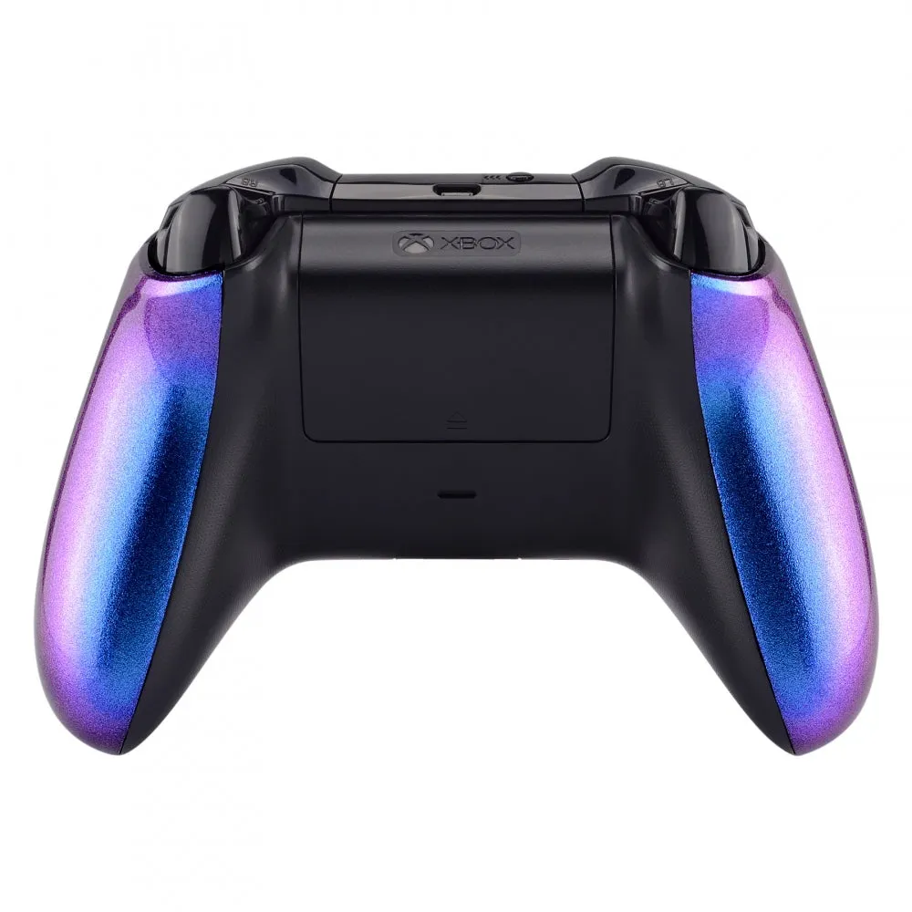 eXtremeRate Chameleon Purple Blue Back Panels Side Rails Handles, Game Improvement Replacement Parts for Xbox One X & One S Controller Model 1708 - SXOJ0118