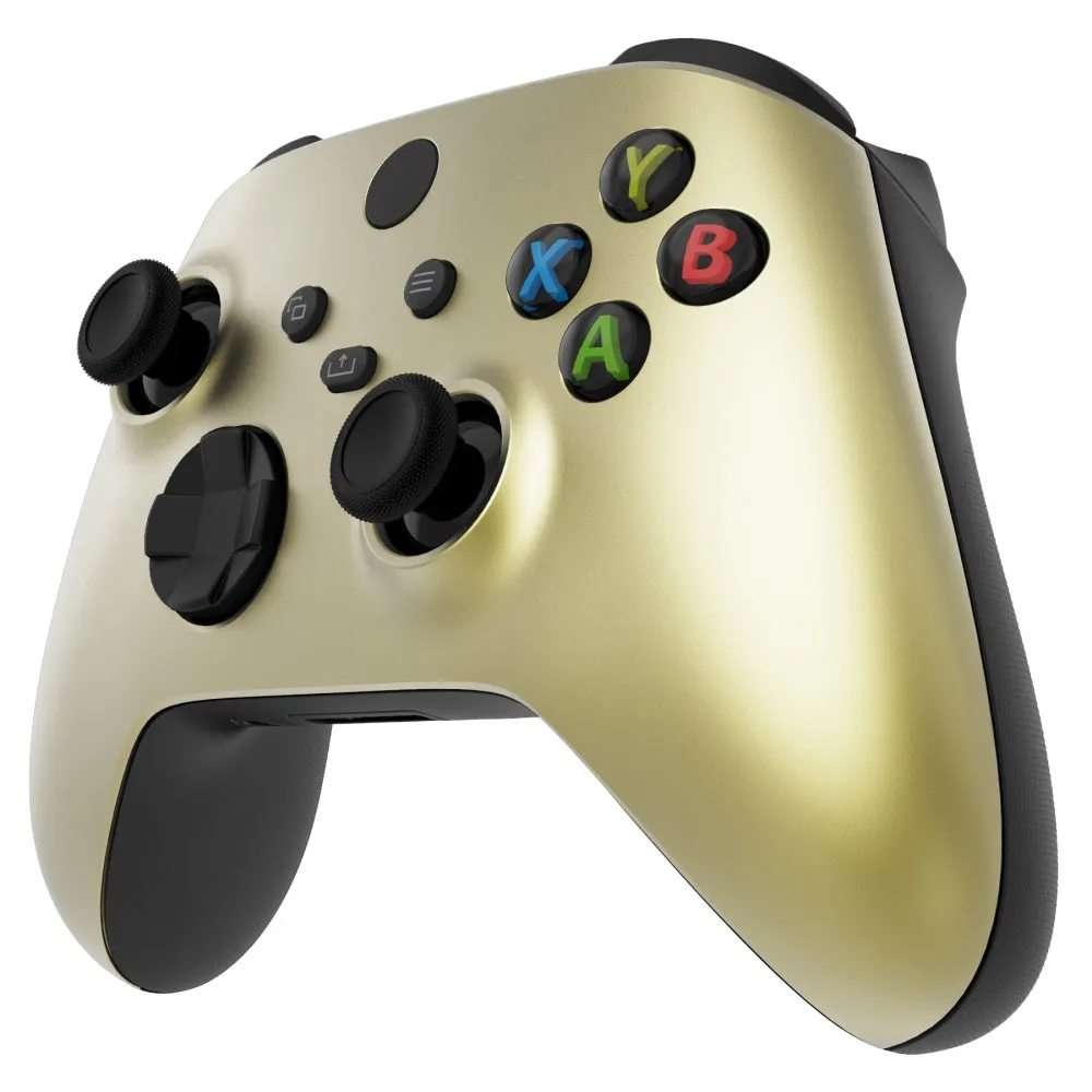 eXtremeRate Champagne Gold Replacement Part Faceplate, Soft Touch Grip Housing Shell Case for Xbox Series S & Xbox Series X Controller Accessories - Controller NOT Included - FX3P333