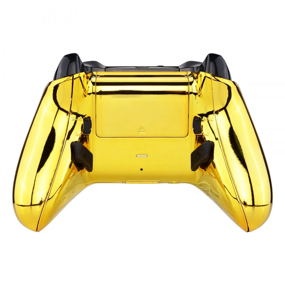eXtremeRate Chrome Gold Lofty Remappable Remap & Trigger Stop Kit, Redesigned Back Shell & Side Rails & Back Buttons & Trigger Lock for Xbox One Wireless Controller 1708 - X1RM006