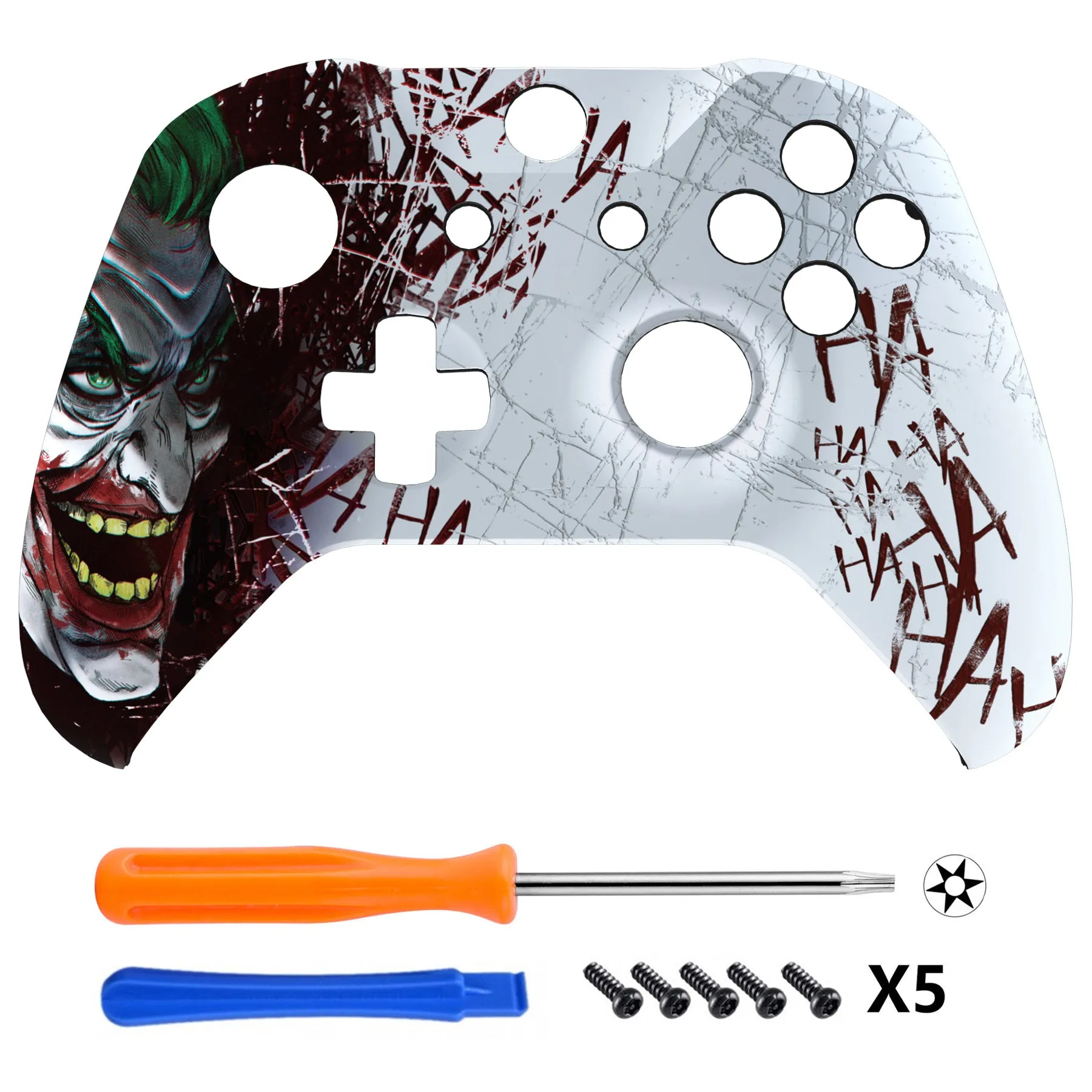eXtremeRate Clown HAHAHA Faceplate Cover Soft Touch Front Housing Shell Comfortable Soft Grip Replacement Kit for Microsoft Xbox One X & One S Controller - SXOFT57X
