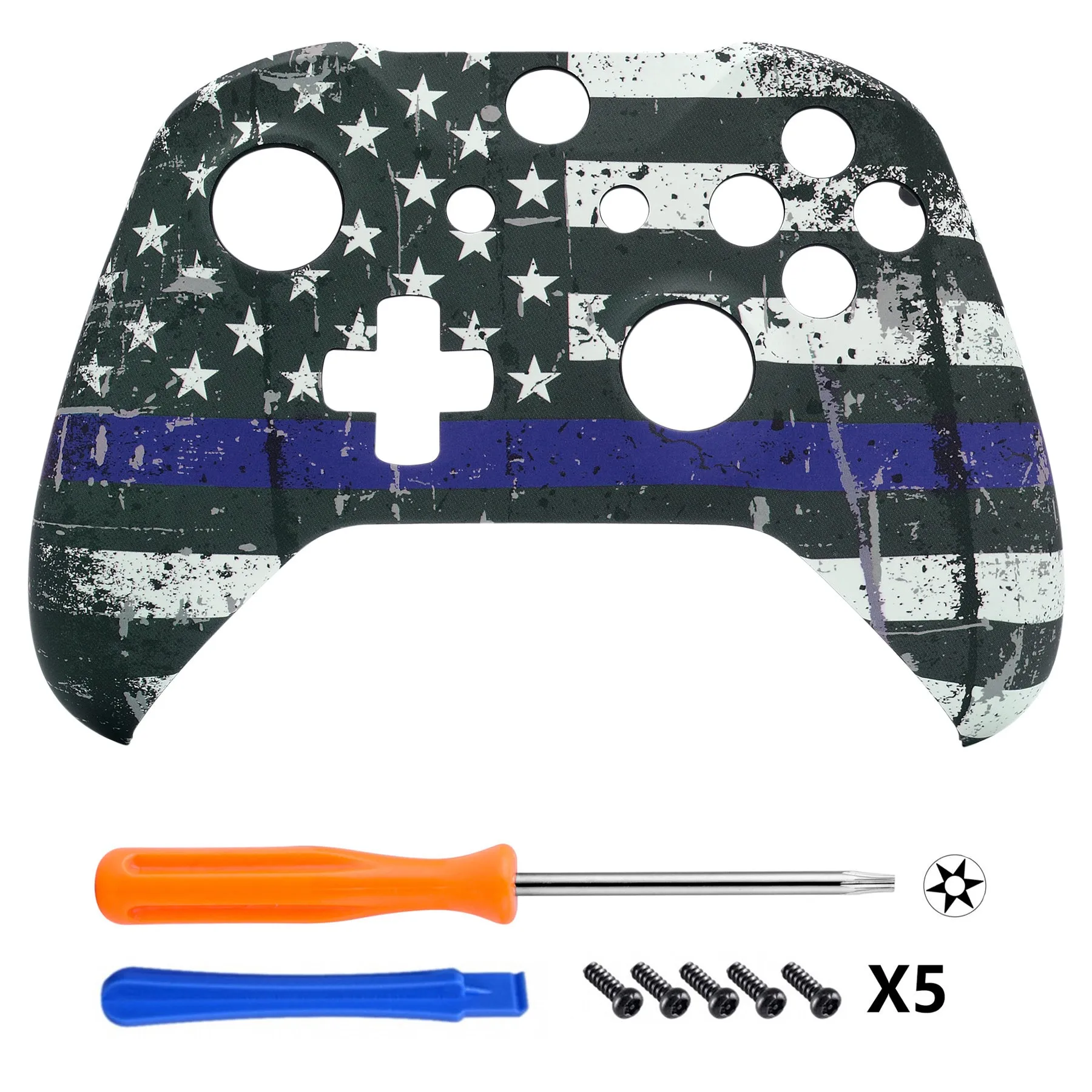 eXtremeRate Custom Patterned Soft Touch Front Housing Shell Replacement Custom for Xbox One X S Controller - SXOFT30X