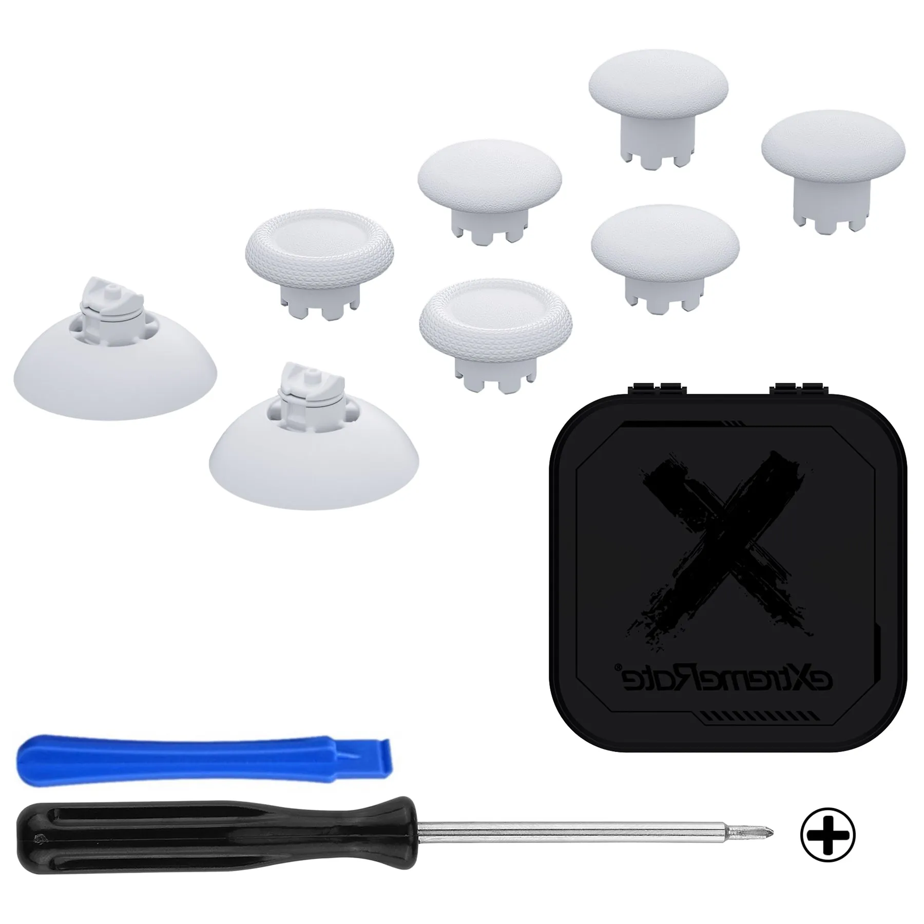 eXtremeRate EDGE Sticks Swappable Thumbsticks for PS5 Controller, Custom Robot White Replacement Interchangeable Analog Stick Joystick for PS5, for PS4 All Model Controllers Universal - WITHOUT Controller - P5J203