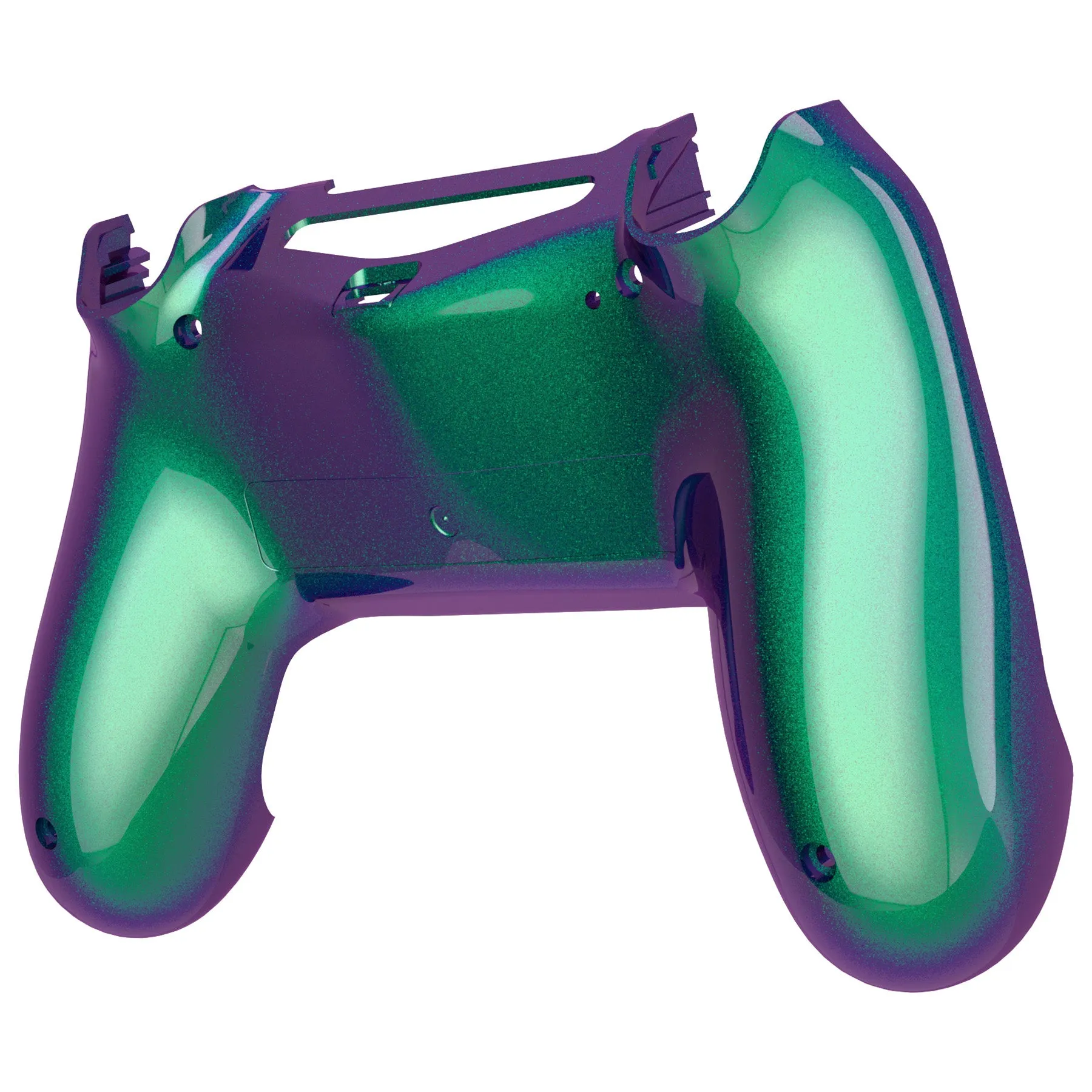 eXtremeRate Green and Purple Bottom Shell, Chameleon Back Housing Case Cover, Game Improvement Replacement Parts for PS4 Slim Pro Controller JDM-040, JDM-050 and JDM-055 - SP4BP02