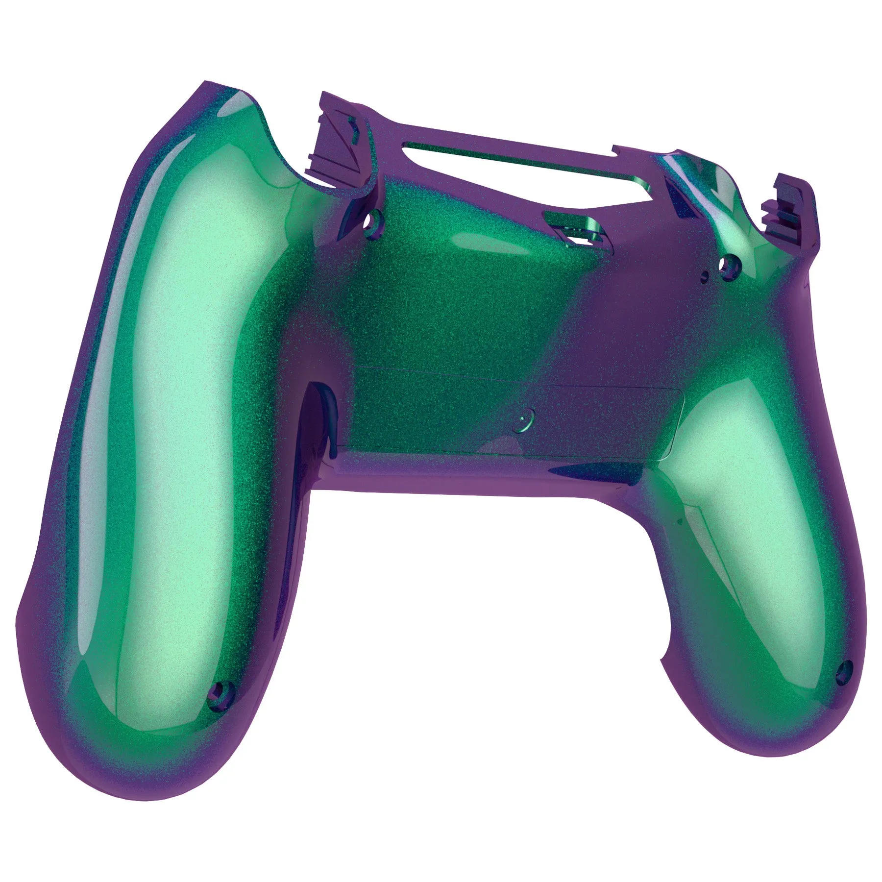 eXtremeRate Green and Purple Bottom Shell, Chameleon Back Housing Case Cover, Game Improvement Replacement Parts for PS4 Slim Pro Controller JDM-040, JDM-050 and JDM-055 - SP4BP02
