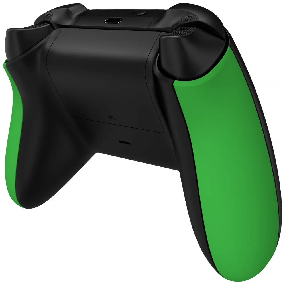 eXtremeRate Green Soft Touch Grip Back Panels, Comfortable Non-Slip Side Rails Handles, Game Improvement Replacement Parts for Xbox Series S / X Controller - Controller NOT Included - PX3P306