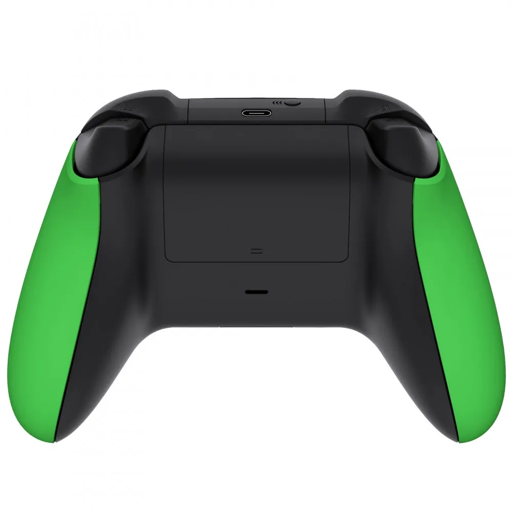 eXtremeRate Green Soft Touch Grip Back Panels, Comfortable Non-Slip Side Rails Handles, Game Improvement Replacement Parts for Xbox Series S / X Controller - Controller NOT Included - PX3P306