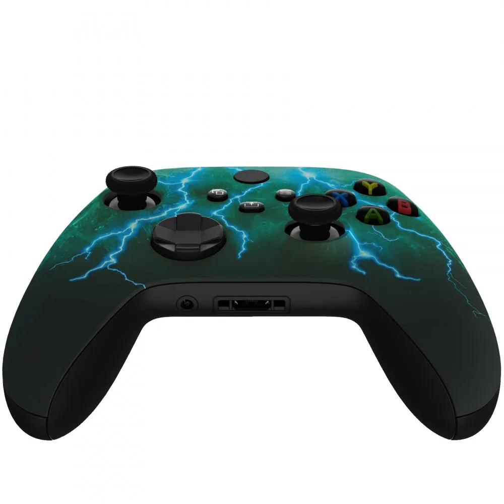 eXtremeRate Green Storm Thunder Replacement Part Faceplate, Soft Touch Grip Housing Shell Case for Xbox Series S & Xbox Series X Controller Accessories - Controller NOT Included - FX3T131