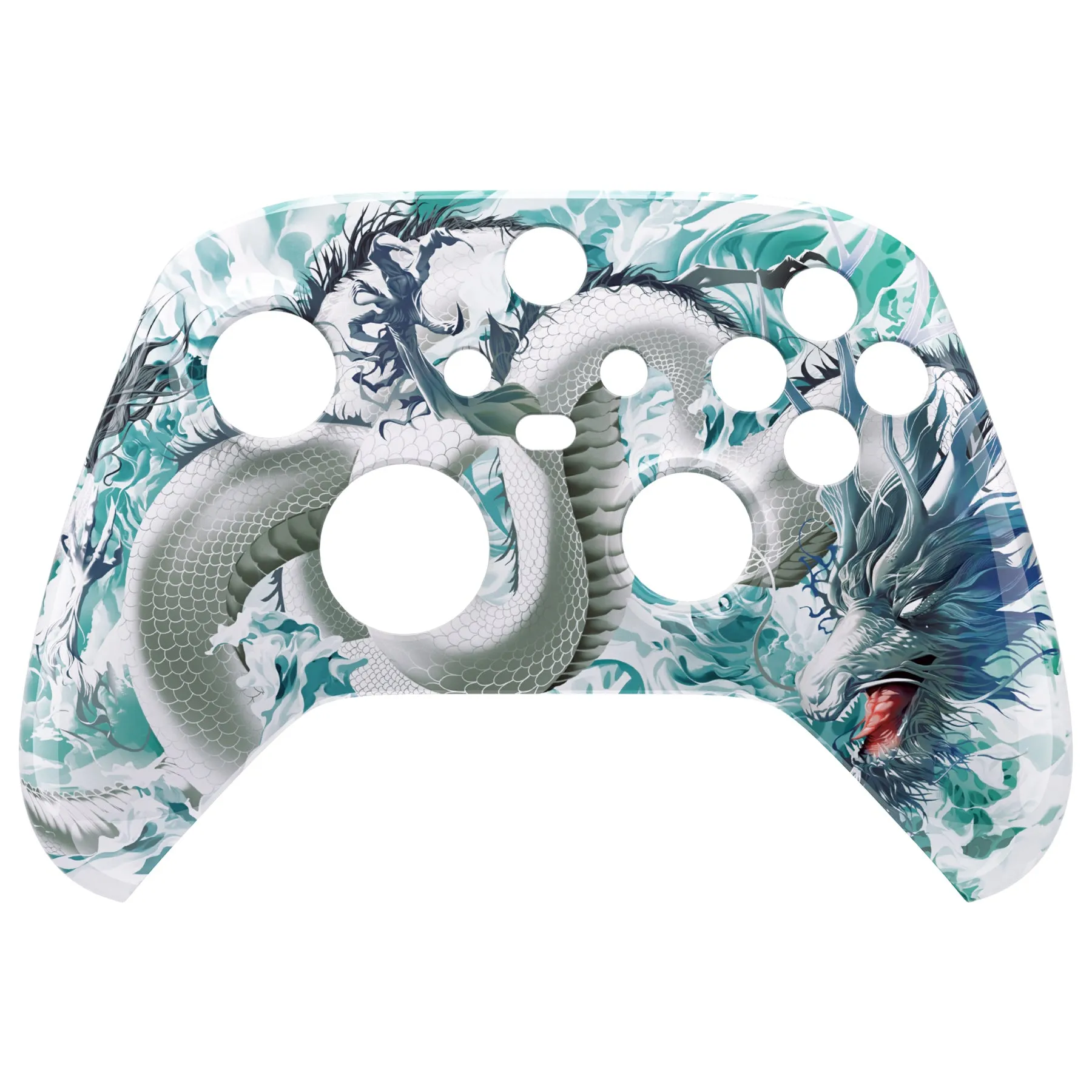 eXtremeRate Jade Dragon - Cloud Dominator Replacement Part Faceplate, Soft Touch Grip Housing Shell Case for Xbox Series S & Xbox Series X Controller Accessories - Controller NOT Included - FX3T173