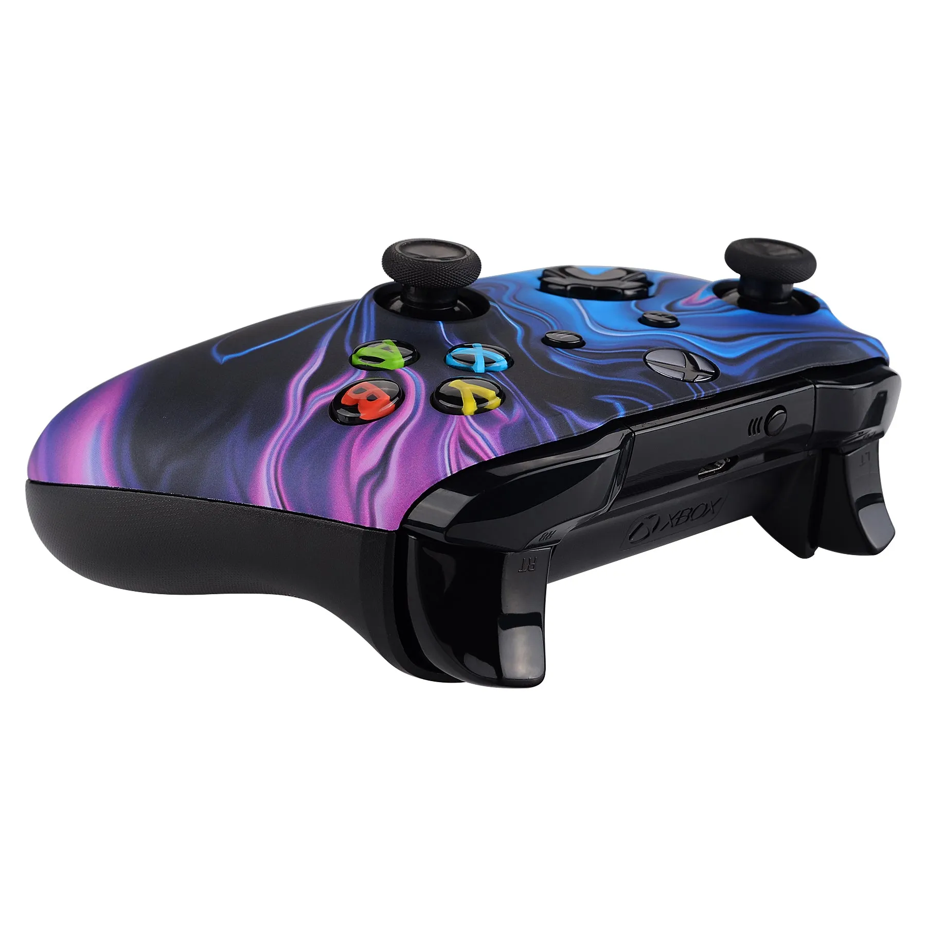 eXtremeRate Origin of Chaos Patterned Front Housing Shell Case, Soft Touch Faceplate Cover Replacement Kit for Xbox One S & One X Controller (Model 1708) - SXOFT46X