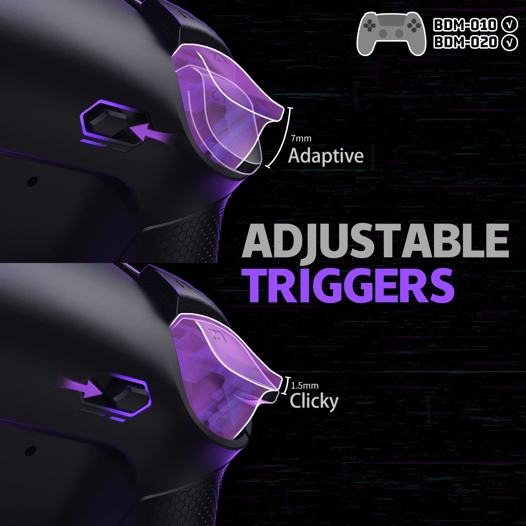 eXtremeRate RISE4 Plus MAX Back Paddles Kit with Clicky Trigger Stops & Rubberized Grip for PS5 Controller BDM-010/020 - Black