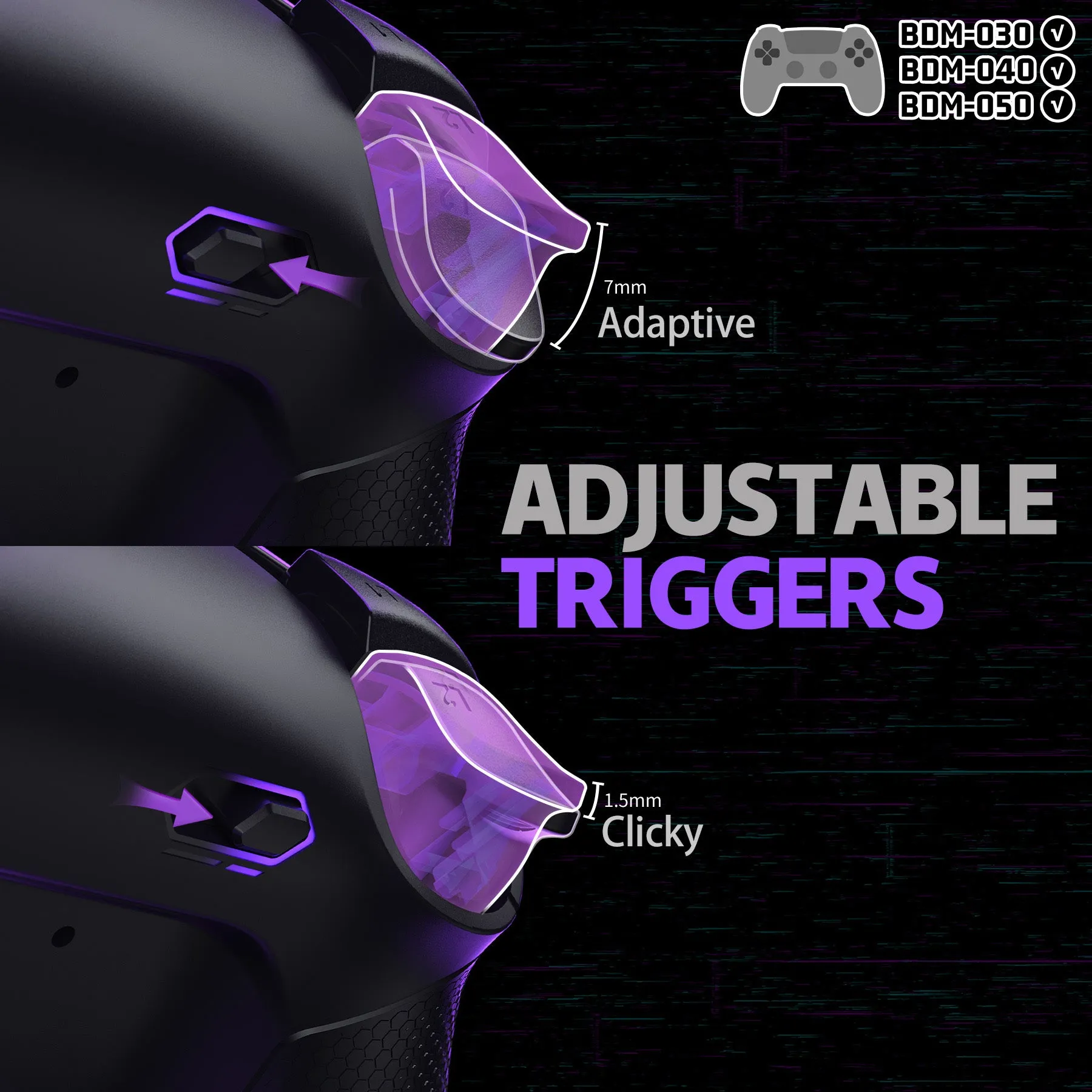 eXtremeRate RISE4 Plus MAX Back Paddles Kit with Clicky Trigger Stops & Rubberized Grip for PS5 Controller BDM-030/040/050 - Black
