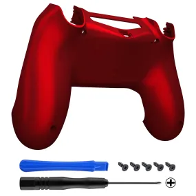 eXtremeRate Scarlet Red Bottom Shell, Soft Touch Back Housing Case Cover, Game Improvement Replacement Parts for PS4 Slim Pro Controller JDM-040, JDM-050 and JDM-055 - SP4BP03