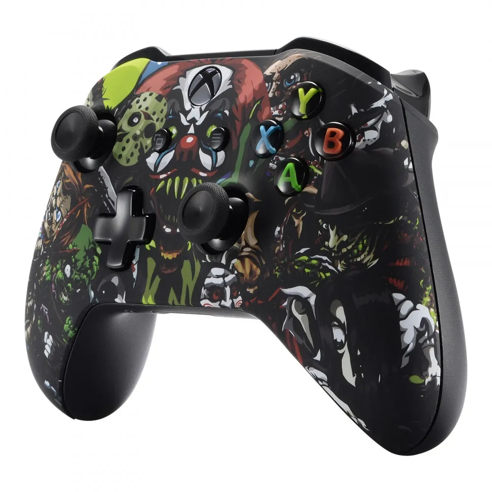 eXtremeRate Scary Party Bomb Faceplate Cover Soft Touch Front Housing Shell Comfortable Soft Grip Replacement Kit for Microsoft Xbox One X & One S Controller - SXOFT11X