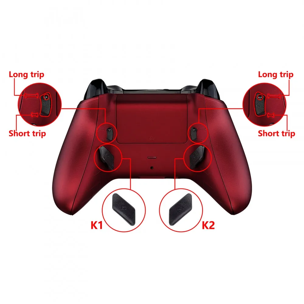 eXtremeRate Soft Touch Scarlet Red Lofty Remappable Remap & Trigger Stop Kit, Redesigned Back Shell & Side Rails & Back Buttons & Trigger Lock for Xbox One S X Controller 1708 - X1RM010