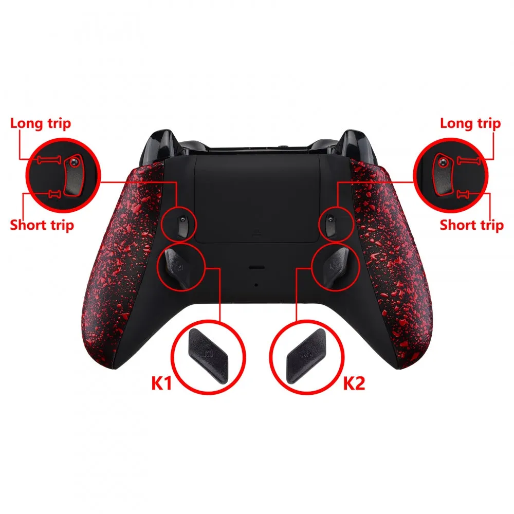 eXtremeRate Textured Red Lofty Remappable Remap & Trigger Stop Kit, Redesigned Back Shell & Side Rails & Back Buttons & Trigger Lock for Xbox One S X Controller 1708 - X1RM004